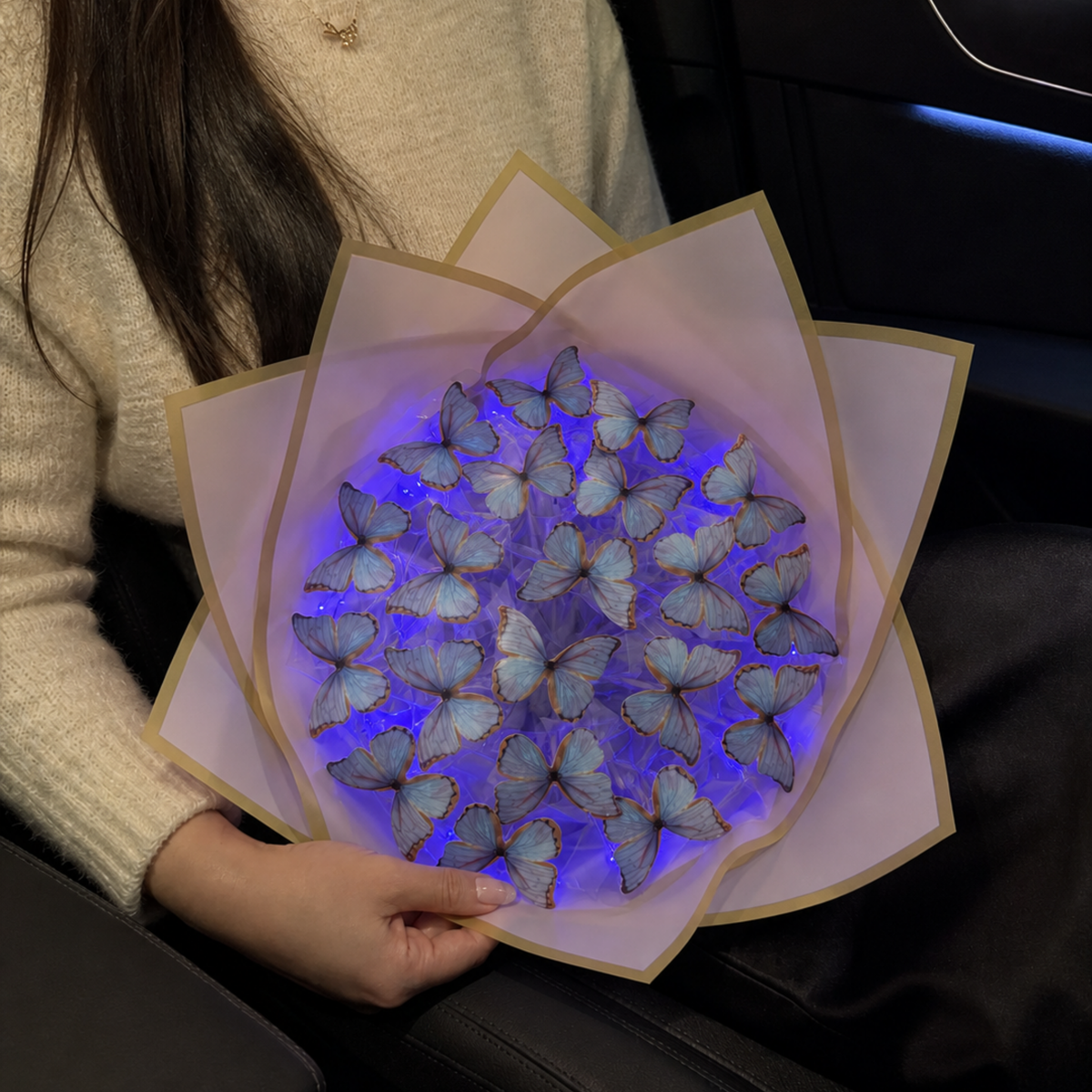 Led Işıklı Lila Kelebek Buketi | Romantik Hediye