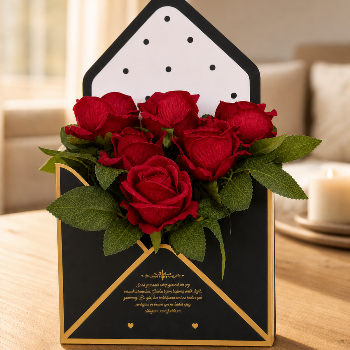 Zarflı Gül Kutusu Romantik Hediye